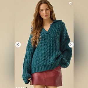 Altar'd State Teal V-Neck Sweater